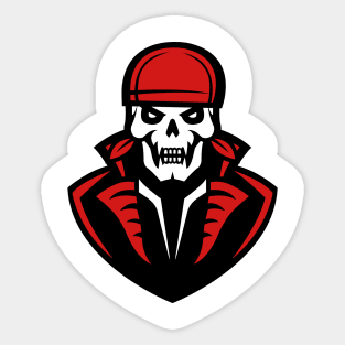 Red Captain Pirate Skull Face Logo Sticker